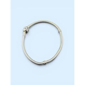 Pandora Moments 925 ALE Sterling Snake Chain Charm Bracelet Barrel Clasp 8.5"